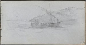 素描本》第 88 页：海景和人物 作者 欧内斯特·迈森尼尔