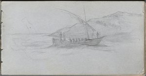 速写本，第88页：海景和人物。 作者 让·路易斯·欧内斯特·迈森尼尔