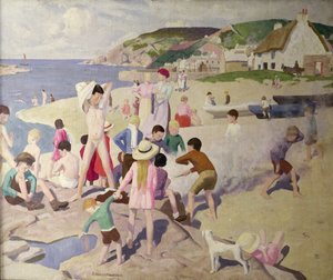 海滩场景，c.1925