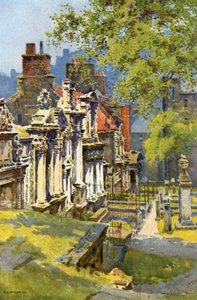 Greyfriars 教堂墓地（彩色平版印刷） 作者 欧内斯特·威廉·哈斯勒赫斯特