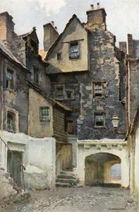 在 Bakehouse Close：亨特利侯爵宅邸（彩色石版画） 作者 欧内斯特·威廉·哈斯勒赫斯特