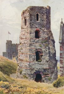 Roman Pharos, Dover Castle (colour litho) 作者 欧内斯特·威廉·哈斯勒赫斯特