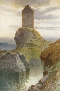 Smailholm 塔（彩色光刻） 作者 欧内斯特·威廉·哈斯勒赫斯特