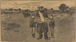 儿童在俄罗斯的葬礼，1906-1907。 作者 恩斯特·巴拉赫（Ernst Barlach）