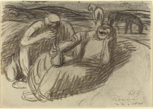 拿着酒壶的意大利农民 作者 恩斯特·巴拉赫（Ernst Barlach）