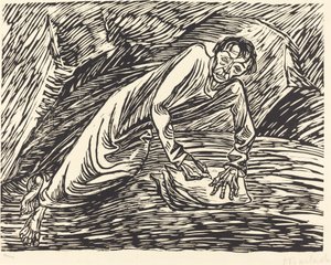 写作的先知圣约翰在帕特莫斯，1919年。 作者 恩斯特·巴拉赫（Ernst Barlach）