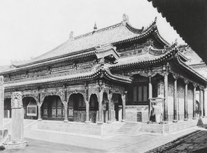 吴台山，贤童寺，山西，祈福大殿（黑白照片）