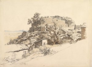 Rocca di Papa附近的罗马景观，1866年。 作者 严重的恐惧神罂粟