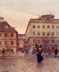 维也纳的 Getreidemarkt 街和 Papagenogasse 街 作者 欧内斯特·格拉纳