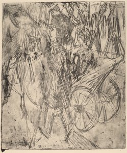 马车前的情侣，1914年。 作者 恩斯特·路德维希·基希纳