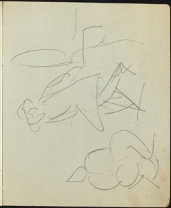 舞蹈家和表演者 素描本上的一页，约1911年。 作者 恩斯特·路德维希·基希纳