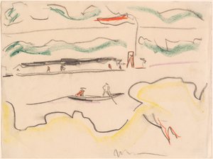 德累斯顿附近的易北河景观，1909年。 作者 恩斯特·路德维希·基希纳