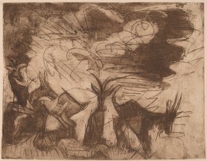 山羊和云，1919年。 作者 恩斯特·路德维希·基希纳