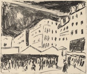 德累斯顿的老市场与年度博览会，1910年。 作者 恩斯特·路德维希·基希纳