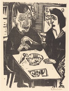 老人和年轻女人 Alte und jungere Frau, 1921. 作者 恩斯特·路德维希·基希纳