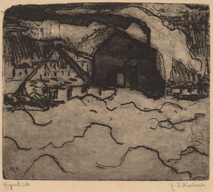易北河上的挖沙船，1906年。 作者 恩斯特·路德维希·基希纳