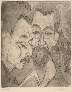 两个农民头像，1920年。 作者 恩斯特·路德维希·基希纳