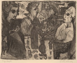 房间里的桌子上的女人，1920年。 作者 恩斯特·路德维希·基希纳