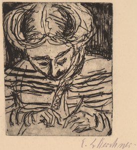 年轻女孩的绘画，1906年。 作者 恩斯特·路德维希·基希纳