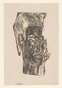 一位不知名男子的肖像 作者 Ernst Ludwig Kirchner（艺术家签名）