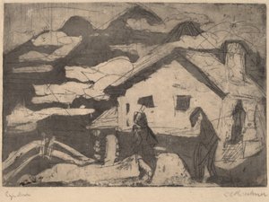 雾中的阿尔卑斯山小屋 作者 恩斯特·路德维希·基希纳