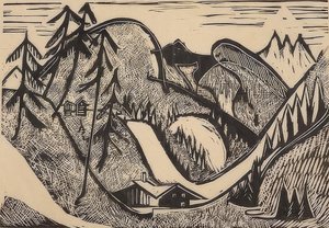格拉鲁斯附近的山地景观。 1933年 作者 恩斯特·路德维希·基希纳