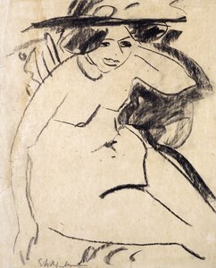 戴帽子的迪多;迪多·米特·胡特（Dido mit Hut），约1909年 作者 恩斯特·路德维希·基希纳