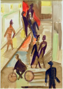 ElKirchner，街景与自行车 作者 恩斯特·路德维希·基希纳