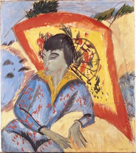 Erna和日本伞，1913年。 作者 恩斯特·路德维希·基希纳