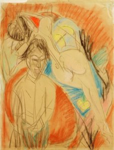 画家和裸体女人（自画像与模型） 作者 恩斯特·路德维希·基希纳