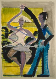 Pirouetting Dancer》，约 1931 年至 1932 年（水彩和黑色毛笔，铅笔，平滑牛皮纸卡纸） 作者 恩斯特·路德维希·基希纳