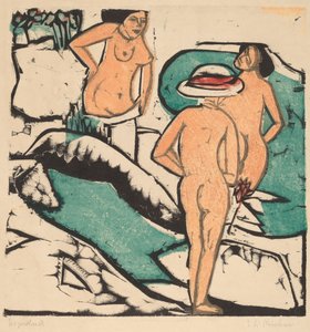 沐浴在白石之间的妇女 作者 恩斯特·路德维希·基希纳