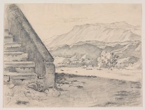 前景左侧为楼梯，右侧为山景 作者 恩斯特·迈耶