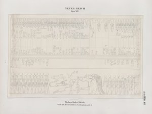 理查德·勒普索斯（Richard Lepsius）的《新王国比伯斯》，底比斯，第十九世纪石棺厅天花板绘画的插图，摘自“埃及和埃塞俄比亚的纪念碑……” 作者 恩斯特·魏登巴赫
