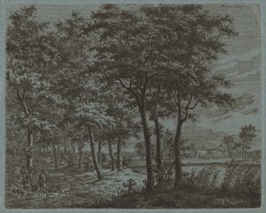 农民背着柴火的风景，约1800年。