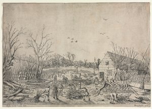 1624 年 1 月 10 日的大洪水（或 1624 年维亚宁修复莱克河上的破损堤坝） 作者 以赛亚斯·范德韦尔德