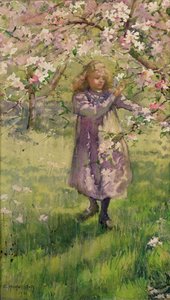 摘苹果花，1901年 作者 埃塞尔·霍斯弗尔·埃兹