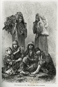 阿拉伯人 Ghawarineh，来自死海盆地的游牧民族。 由 E.Ronjat 雕刻，以说明当今叙利亚的故事，由里昂医学院院长 M.Lortet 雕刻，负责公共教育部的科学任务，发表在 T