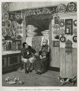 Un interieur à Marken (Pays Bas)，在 E.Ronjat 的一幅画后雕刻，以说明 Neerlande 的故事，Charles de Coster 于 1878 年在世界巡回展上发表，由 Edouard Charton 指导 作者 艾蒂安·安托万·尤金·罗纳特