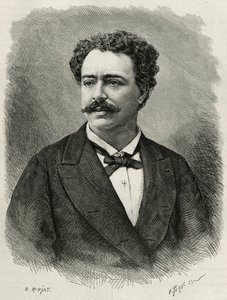 作者和旅行家 Edmondo de Amicis (1846-1908)、意大利作家的肖像，由 E.Ronjat 雕刻，以说明 Edmondo de Amicis 的摩洛哥故事，于 1875 年在 Tour du monde 上发表，由 Edouard 指导 查顿