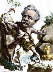 Ferdinand de Lesseps (1805-1894), French diplomat and administrator at the Suez Canal. Carjat caricature.