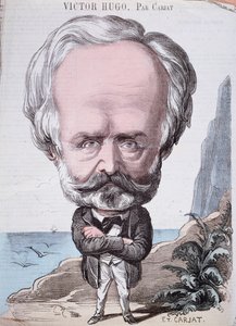 1867年泽西岩石上的维克多·雨果（1802-85）（彩色雕刻） 作者 艾蒂安·卡加特