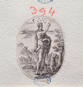 视觉的寓言，一个女人展示的天空（版画 作者 艾蒂安·德劳恩（Etienne Delaune）