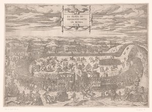 1534 年教皇在罗马 Testaccio 举行的盛宴
在罗马举行的特斯塔西奥教皇节（物品上的标题） 作者 保罗三世