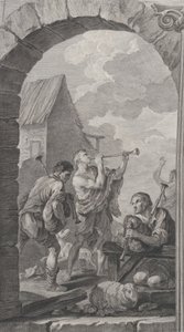 在巴黎的儿童教堂：Groupe des bergers: joueurs de trompes et de m..., 1754.