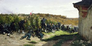 1870年10月21日，1875年，Rueil-Malmaison战役中的塞纳河上的Tirailleurs