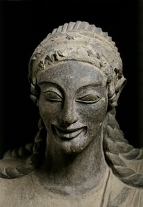 埃特鲁什艺术阿波罗（细节），约公元前 510-490 年。约公元前 510-490 年，来自维乌乌斯的......圣所（兵马俑） 作者 伊特鲁里亚语