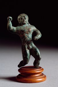 伊特鲁里亚艺术：来自Veneziana Fonte的青铜运动员雕像。公元前520-500年。Dim.6厘米 佛罗伦萨，考古博物馆 作者 伊特鲁里亚语