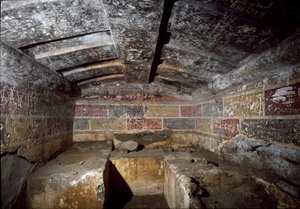 伊特鲁里亚文明：公元前4世纪Ponte Rotto墓地的Francois墓内。Vulci, 意大利 作者 伊特鲁里亚语
