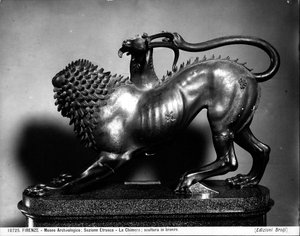 贝勒罗丰的受伤的奇美拉（青铜）（详见104199）。 作者 伊特鲁里亚（Etruscan）